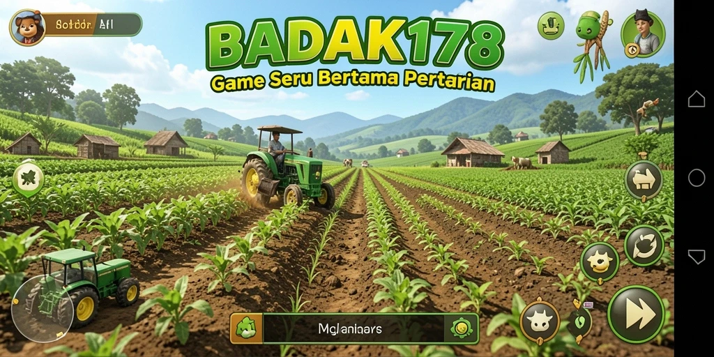 Screenshot utama BADAK178 menampilkan gameplay bertani yang seru dan interaktif.