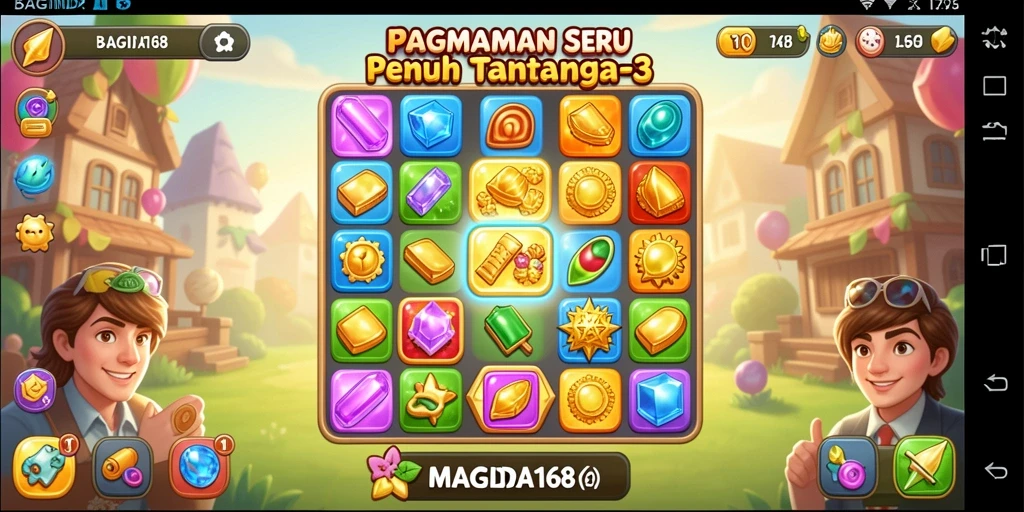 Screenshot BAGINDA168 menampilkan aksi gameplay seru dalam Match-3.