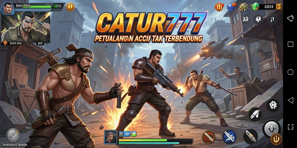 Screenshot gameplay <strong>CATUR777</strong> menunjukkan serunya aksi pertarungan karakter.