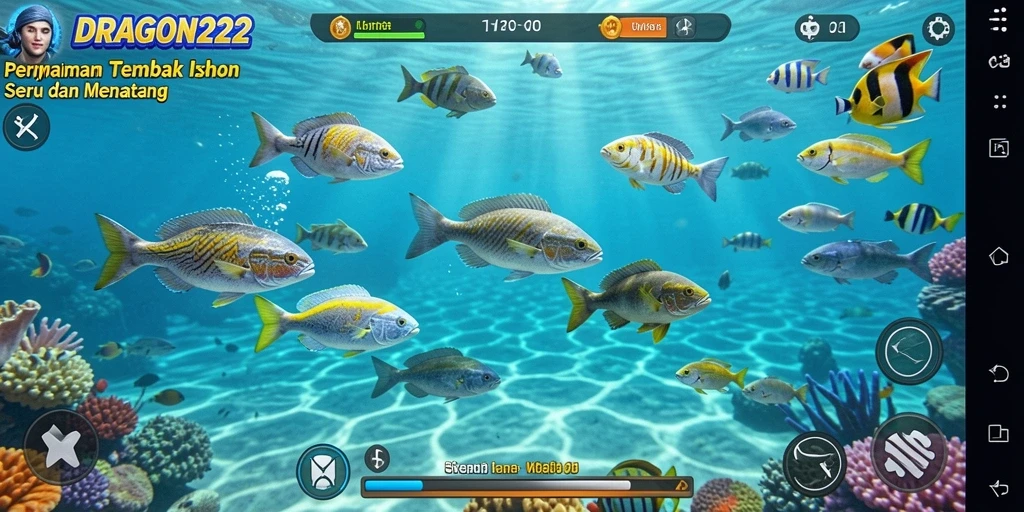 Tampilan gameplay seru DRAGON222 saat menembak ikan.