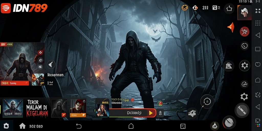 Tangkapan layar gameplay IDN789 menunjukkan momen mencekam di kegelapan.