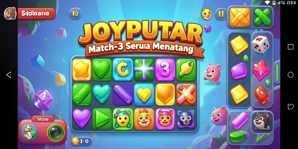 Tampilan gameplay JOYPUTAR dengan elemen Match-3 yang menantang.