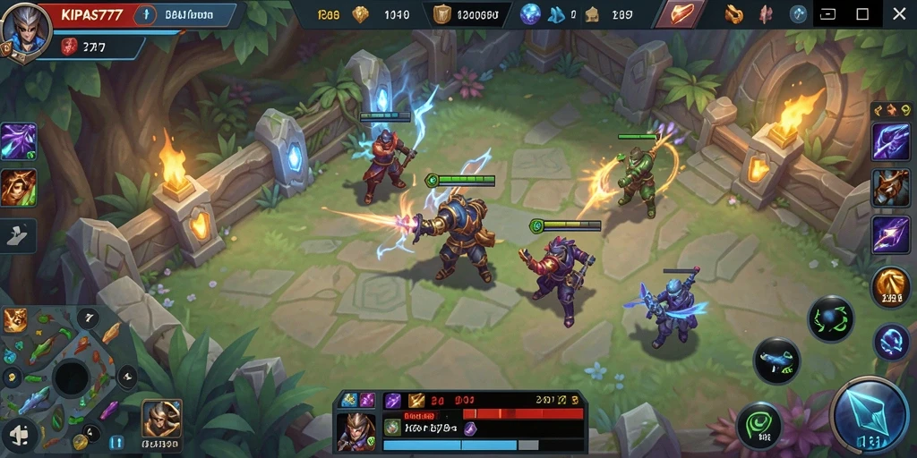 Gambaran grafis menarik dari gameplay KIPAS777 di arena MOBA.