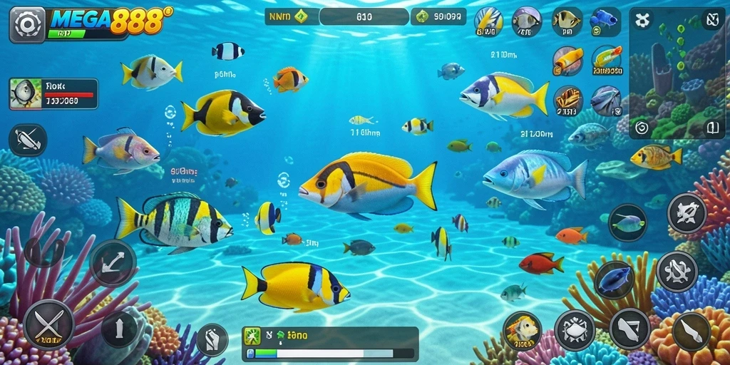 Screenshot yang menunjukkan aksi seru dalam permainan Tembak Ikan.