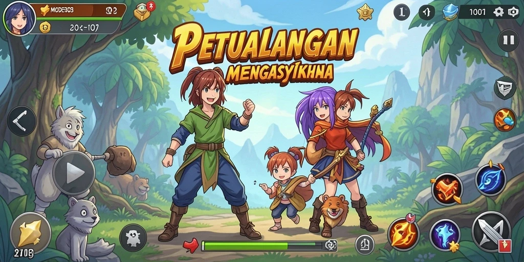 Tampilan gameplay yang mengagumkan dalam MODE303, penuh aksi dan karakter Anime.
