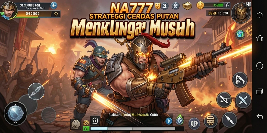 Tampilan screenshot utama NA777 menampilkan aksi pertempuran strategi yang intens.