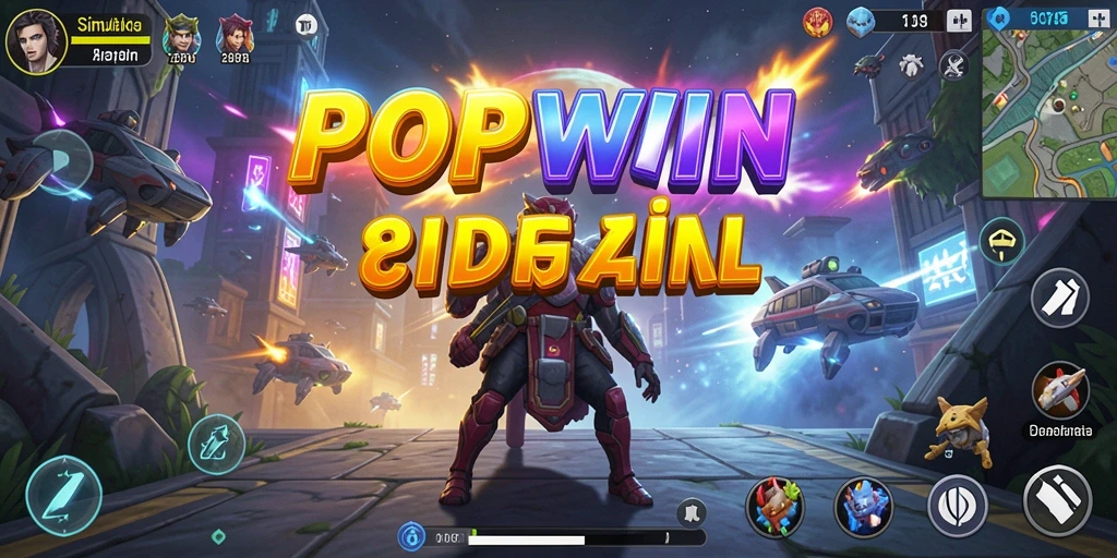Screeshot gameplay menunjukkan interaksi karakter dalam <strong>POPWIN</strong> di dunia virtual.