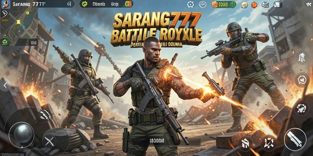 Tampilan gameplay SARANG777 yang mendebarkan saat pertempuran Battle Royale.