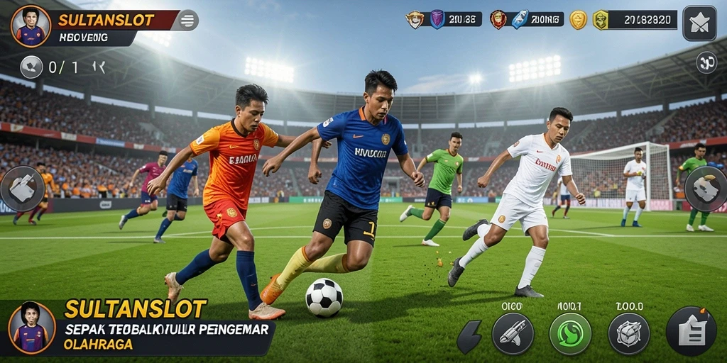 Tampilan gameplay SULTANSLOT yang seru dalam pertandingan Sepak Bola.