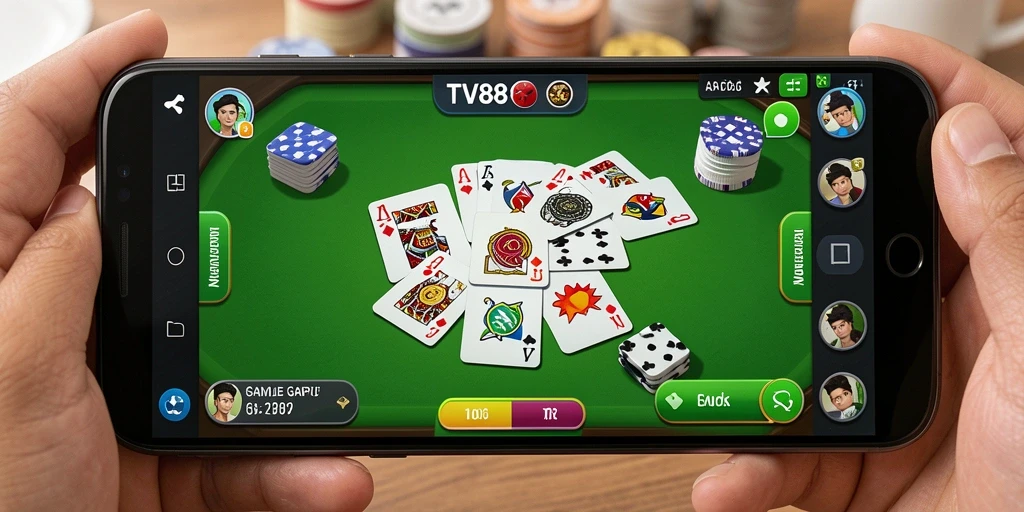 Tampilan gameplay TV888 yang menarik dan interaktif dalam permainan Gaple.