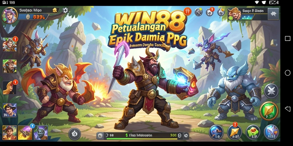 Tampilan gameplay <strong>WIN88</strong> yang menampilkan aksi epik dalam pertempuran RPG.